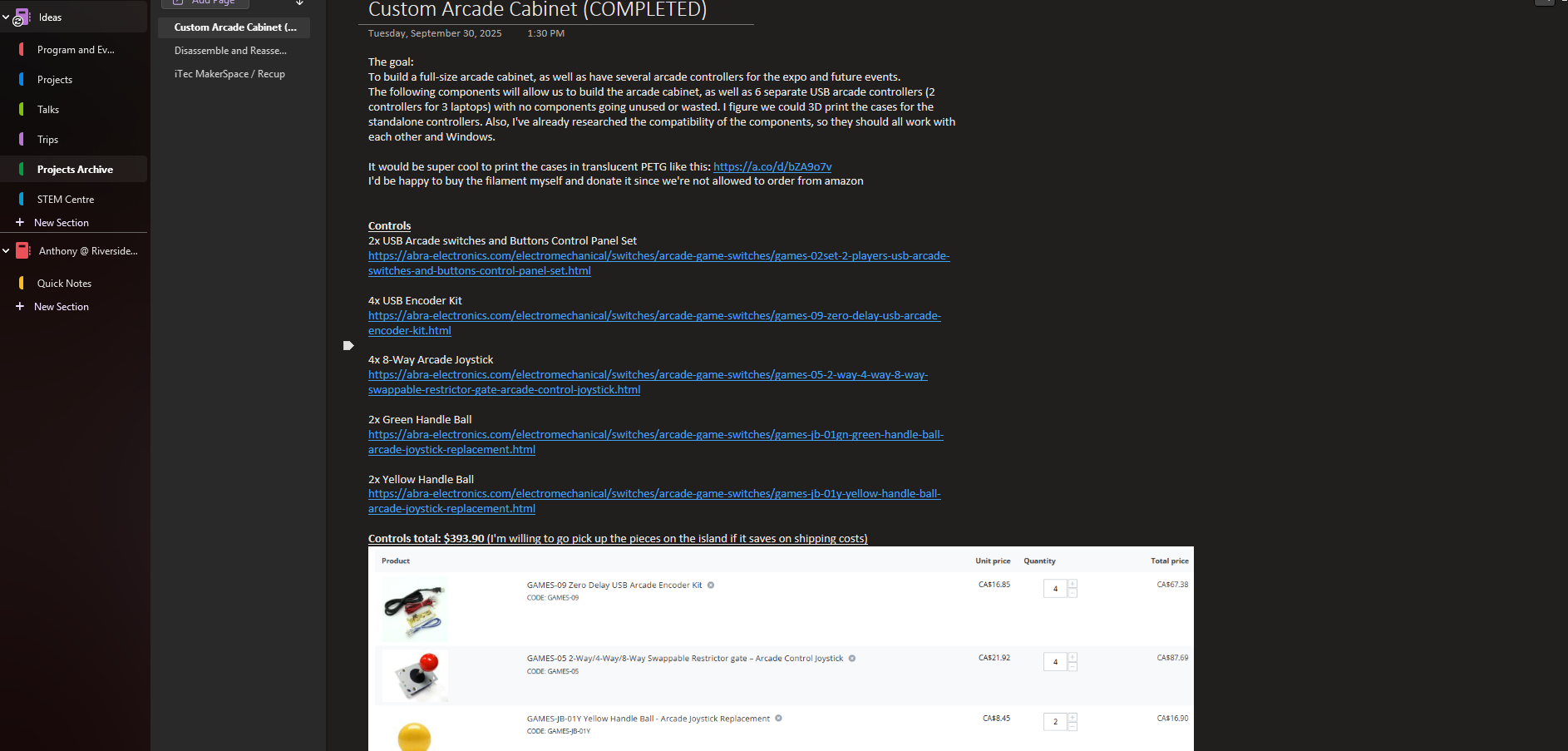 Planning and documentation page screenshot